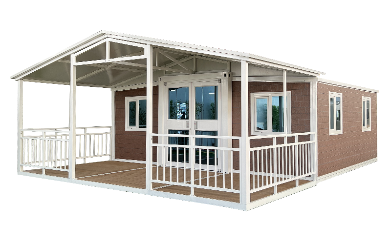 Wood grain version with pitched roof and pavilion